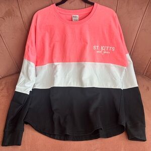Colorblock Long Sleeve Shirt - Pink, White, Black